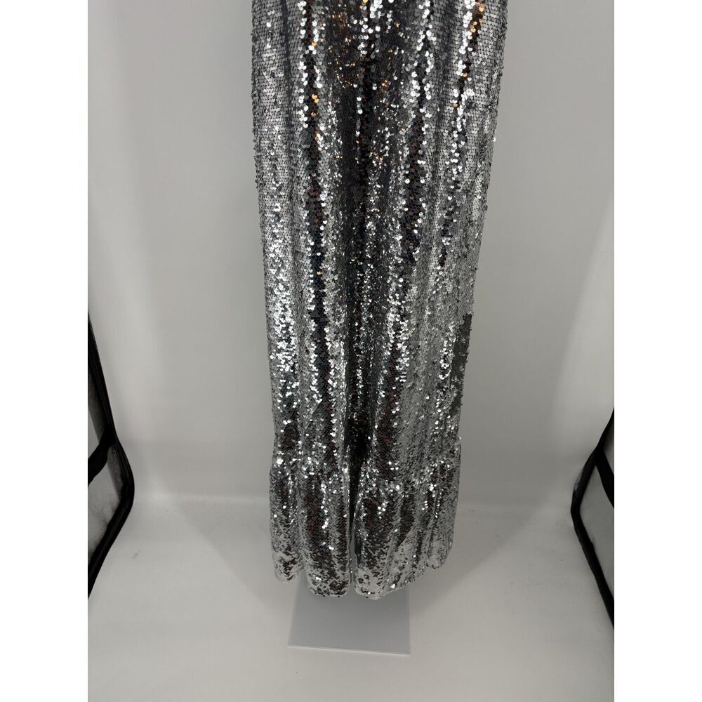 Silver Sequin One Shoulder Maxi Dress - Picture 5 of 8